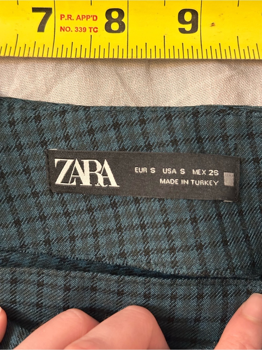Zara Teal and Black Plaid Skirt - Small